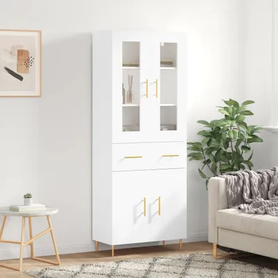 Productafbeelding van vidaXL Hoge kast, wit, 69,5 x 34 x 180 cm, houtvezel