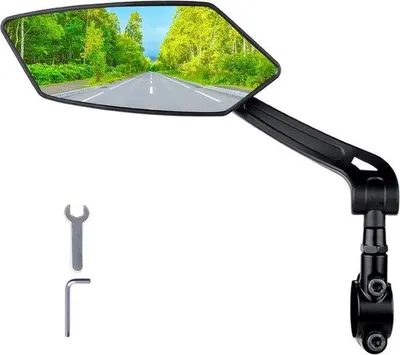 Obrázok produktu pre Uniqoos® HD, nastaviteľné bicyklové zrkadlo (na ľavú stranu) – odolné voči výbuchu, otočné o 360°, vhodné pre riadidlá s priemerom 22–25 mm, vyrobené z hliníkovej zliatiny a plastu, univerzálne pre elektrobicykle
