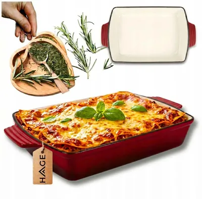 Productafbeelding van Geglazuurde gietijzeren braadpan, 32 x 23,5 cm, HAGE, rood