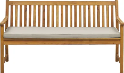 Produktbild von BELIANI Gartenbank mit Auflage Taupe Akazienholz 160 cm Landhausstil Gartenausstattung Balkon Terrasse Garten