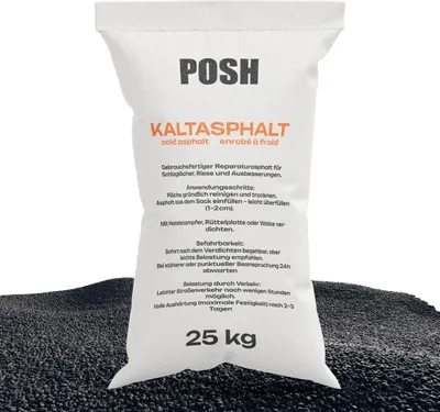 Produktbild von POSH Kaltasphalt 25 kg Bitumenmasse 0–8 mm Reparaturasphalt
