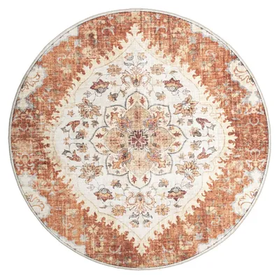 Produktbild von Vintage Gartenteppich Rund - Santo Mandala Terrakotta