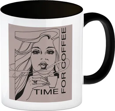 Produktbild von time for coffee Kaffeebecher in schwarz mit Spruch