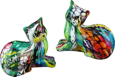Produktbild von Gilde Katze "Street Art" liegend Kunstharz mehrfarbig 37202