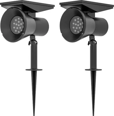 Produktbild von Solarleuchten, 2 Stück Solarlampen, Solar Gartenleuchte mit 2 Lichtfarben, Boden-/Wandmontage, IP54 Wasserdicht für Balkon, Terrasse, Schwarz