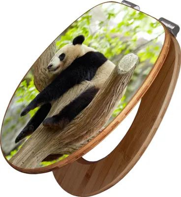 Zdjęcie produktu dla Deska sedesowa banjado Design z mechanizmem cichego opuszczania – model Panda – deska sedesowa z mechanizmem cichego opuszczania, wykonana z drewna i wysokiej jakości bambusa, pasująca do wszystkich popularnych modeli toalet [TDB2 10493]
