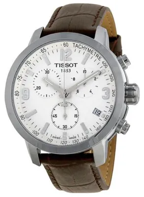Obrázek produktu pro Pánské quartzové hodinky Tissot PRC 200 Chronograph s bílým ciferníkem a koženým řemínkem, průměr 41 mm