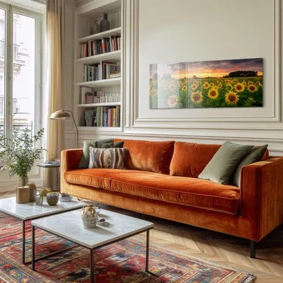 Obrázek produktu pro Skleněná obrazová kompozice GLASSPIK „Slunečnice“, rozměry 50 x 125 cm