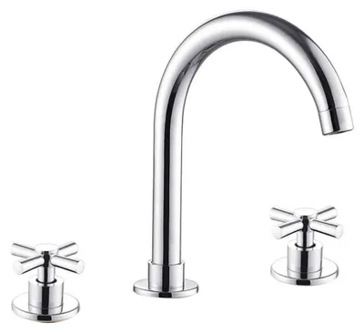 Waschtischarmatur 3-Loch, Messing, Doppelgriff, verchromt