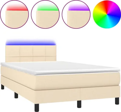 Produktbild von vidaXL Boxspringbett mit Matratze & LED Creme 120x200 cm Stoff