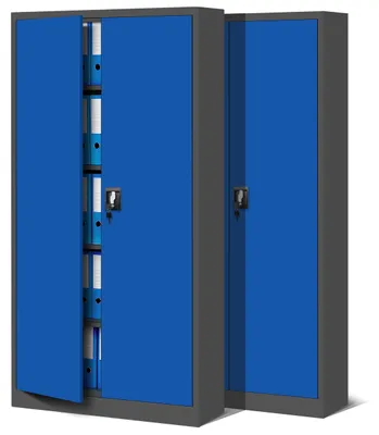 Immagine prodotto di set di 2 schedari C001 Armadio in metallo Armadio in acciaio Armadio per utensili Armadio per ufficio Armadio per archiviazione Armadio universale Verniciatura a polvere Porte a battente 185 cm x 90 cm x 40 cm Colore: antracite/blu