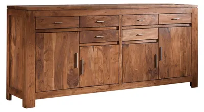 Immagine prodotto di MASSIVMOEBEL24 | Credenza in legno di acacia miele dorato laccato 200x45x90 SHAMAN #41