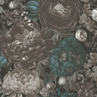 Immagine prodotto di Profhome 399792-GU Carta da parati floreale opaca nero blu grigio bianco 5,33 m2