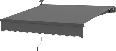 Image de Marquise à pince avec manivelle Marquise à bras articulé solaire protection solaire UV 50+, Marquise de balcon y compris support mural Marquise solaire 300 cm de large pour terrasse balcon véranda, Gris Aosom