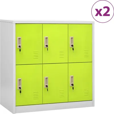 Obrázok produktu pre Uzamykacie skrinky 2 ks bledosivé a zelené 90x45x92,5 cm oceľové
