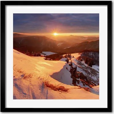 Produktbild von Bild - 50 cm x 50 cm - MDF - Rahmen, Wandkunst - Winter in den Bergen