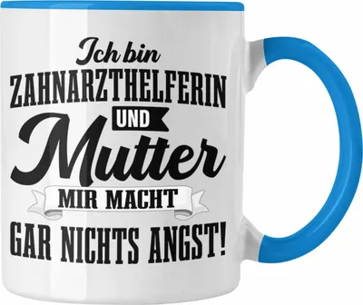 Produktbild von Trendation - Zahnarzthelferin Tasse Geschenk Lustig Zahnarzt Damen Kollegin Geschenkidee Zahnmedizinische Fachangestellte Mutter (Blau)