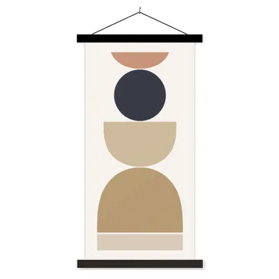 Produktbild von MuchoWow® Textilposter Kreis - Geometrische Figuren - Abstrakt 90x180 cm mit schwarzem Rahmen - Dekoration Wohnzimmer