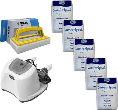 Produktbild von Intex - Salzwassersystem 26670GS & Poolsalz 100 kg & WAYS Scheuerbürste