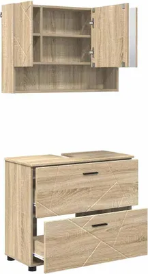 Immagine prodotto di vidaXL Set di mobili da bagno, 2 pezzi, effetto legno Sonoma, 76,5 x 35 x 64 cm