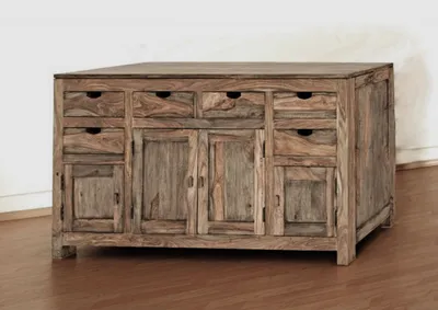 Produktbild von MASSIVMOEBEL24 Sideboard Sheesham 180x45x95  grau geölt NATURE GREY #84