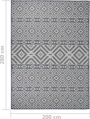 vidaXL Outdoor-Teppich Flachgewebe 200x280 cm Blau Gestreift