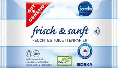 Produktbild von Gut & frisch & sanft Feuchtes Toilettenpapier SENSITIV 2x 70 Tücher