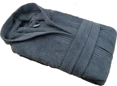 Produktbild von Bademantel mit Kapuze 100% Baumwolle Frottier ca. 400 g/m²  anthrazit 2XL