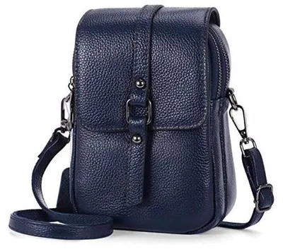Image de Sac à main léger pour femme avec bandoulière et deux fermetures à glissière - Bleu