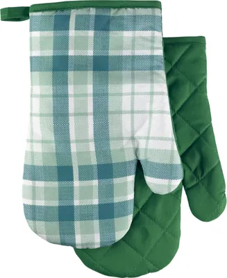 Image de Set de gants de cuisine avec aimant Checks green grid