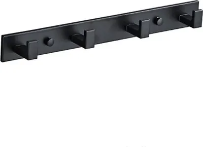 Produktbild von Handtuchhakenhalter, Wandgarderobe mit 4 Haken, moderner Kleiderbügelhalter, Wandgarderobe - 1 Stück Schwarz