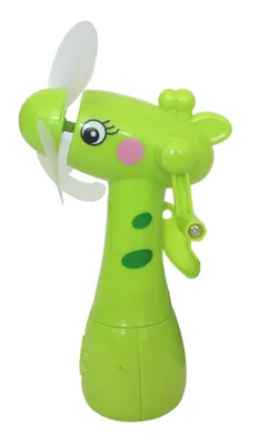 Produktbild von Kinder Mini-Ventilator Giraffe mit Wasserzerstäuber Handventilator Sprühflasche, Farbe:grün