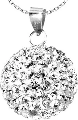 Produktbild von Anhänger Kugel Und Silber Kette 925 Mit Kristall Elements Damenschmuck- 15mm