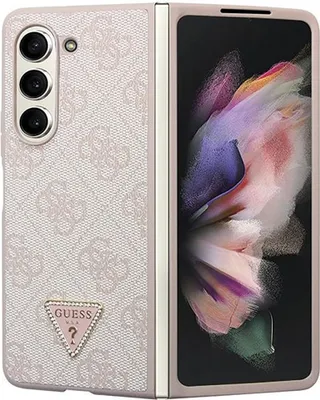 Produktbild von Guess Guhczfd5P4Tdpp F946 Z Fold5 Abdeckung - Rosa Leder 4G Dreieck Strass