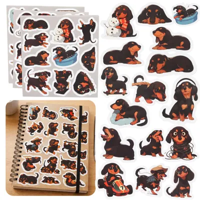 Productafbeelding van Set teckelstickers voor het versieren van verschillende motieven, 54 stuks.