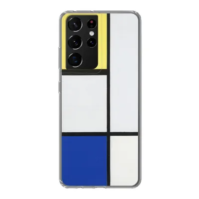 Produktbild von MuchoWow® Handyhülle Schutzhülle Hülle für Samsung Galaxy S21 Ultra Komposition mit Gelb, Blau und Schwarz - Piet Mondrian Silikon Softcase Handy Hülle - Mobiltelefon