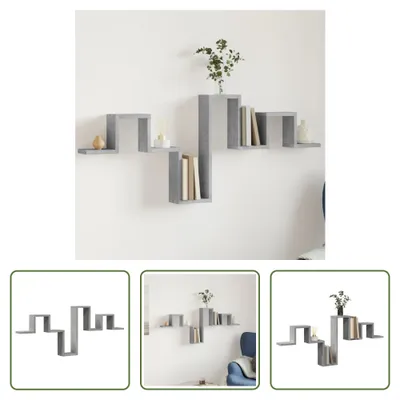 Obrázek produktu pro The Living Store nástěnná police betonová šedá 104,5x10x43 cm materiál na bázi dřeva