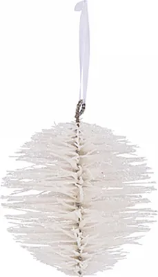 Produktbild von Glitzernde Christbaumkugel Weihnachtsbaum-Deko weiß 15 cm - Einheitsgröße
