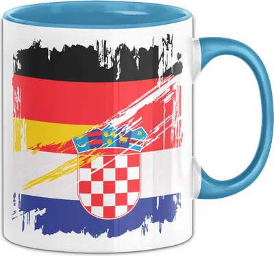 Produktbild von Kroatien Deutschland Flagge Halb Deutscher Halb Kroate Fußball Germany 2024 Europa Croatia (Blau)