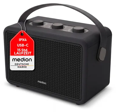 Produktbild von MEDION BXO-1 Bluetooth Lautsprecher, 15 Stunden Akkulaufzeit - schwarz