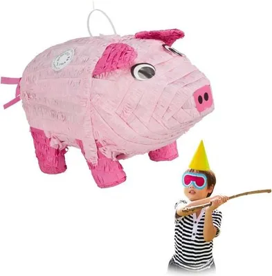 Produktbild von Piñata Schwein 4er Set zum Befüllen für Kinderparty 43x20x20cm
