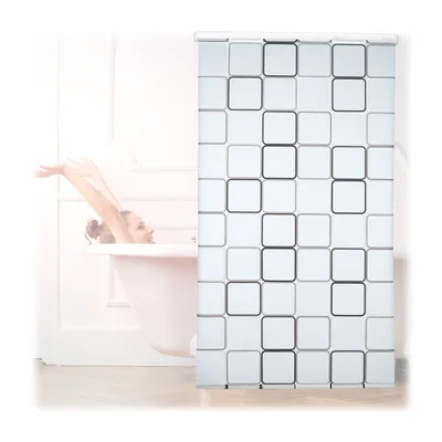 Produktbild von Relaxdays Duschrollo Square, wasserabweisend, Retro Badrollo Wanne u. Dusche, Deckenmontage, 120x240cm, semitransparent