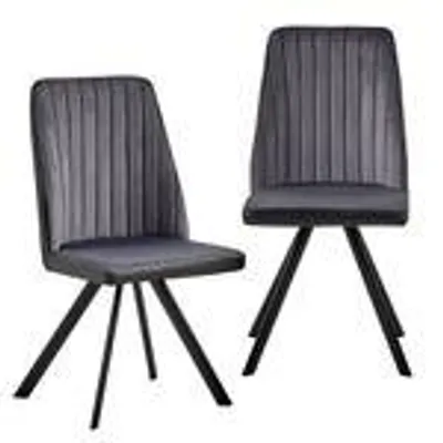Produktbild von Esszimmerstühle  Küchenstuhl Polsterstuhl Design Stuhl mit Rückenlehne, mit Sitzfläche aus Samt, Gestell aus Metall , Menge:2 St.;Farbe:Dunkelgrau / Schwarz