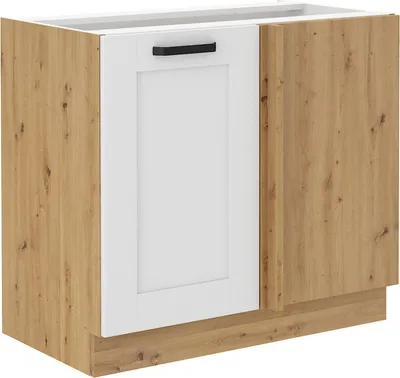 Obrázek produktu pro Prodloužená rohová skříňka LAILI - šířka 105 cm, bílá / dub artisan