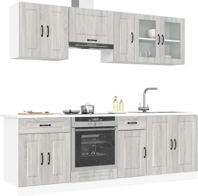 Produktbild von Hochwertig 8-tlg. Küchenschrank-Set Kalmar Grau Sonoma Holzwerkstoff 3314827