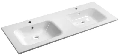 Productafbeelding van Sapho ARECA wastafel met dubbele wasbak, 141x51,5 cm, wit, gemaakt van Gussmarmor