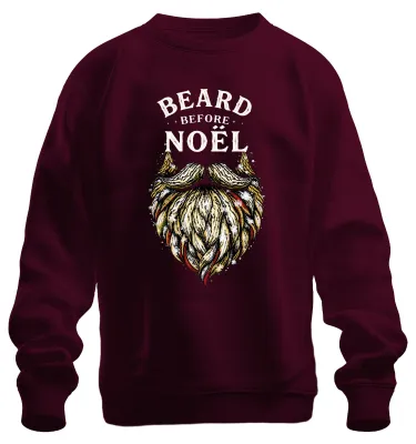 Produktbild von Beard Before Noël Weihnachtsmann Weihnachtsbart Lustig Geschenk Uni Sweatshirt Pullover, Burgundy, XXL
