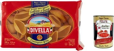 Produktbild von 8x Divella Pasta 100% italienische Conchiglioni 87/b, nudeln 500g + Italian Gourmet polpa 400g