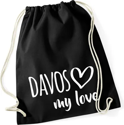 Produktbild von Huuraa Turnbeutel Davos my love 12 Liter Black Baumwolle Rucksack Geschenkidee