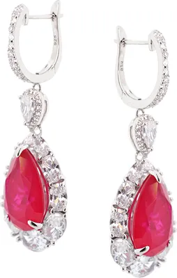 Produktbild von Ohrhänger aus 925 Silber mit Saphir, Achat oder Rubin und farblosen Zirkonia, Sterlingsilber Ohrringe